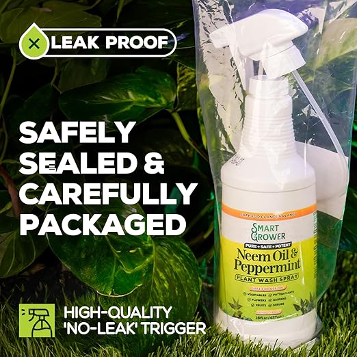 Neem Oil Spray for Plants with Peppermint Oil Natural Plant Wash Made for Indoor and Outdoor Plants Smart Grower 32oz Easy Ready to Use Spray