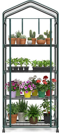 OLIXIS Greenhouse 27×19×63 4 Tier Green House with PVC Cover Roll-Up Zipper Door Wheels Portable Greenhouses for Indoor Outdoor Balcony Porch Garden Patio Backyard Green Houses (Clear)