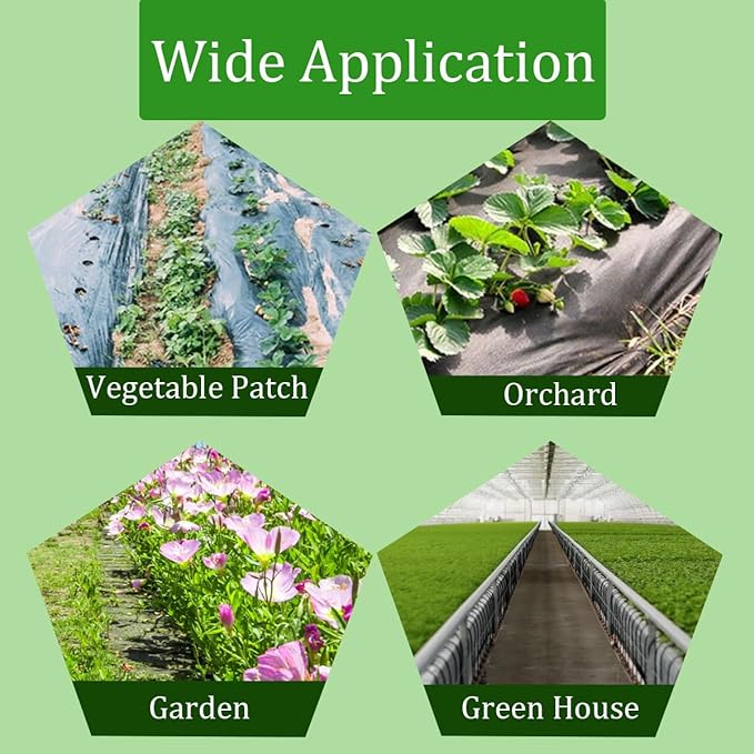 gardtree 4ftx100ft Two Line Planting Holes Weed Barrier Landscape Fabric 3.2oz Woven Geotextile Weed Control Cloth Mat for Eggplant Cucumber Tomato Pepperetc..