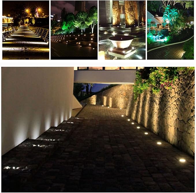 LED Underground Light Stainless Steel Outdoor Spotlight 110V1W Outdoor IP68 Waterproof for Courtyard Lawn Garden