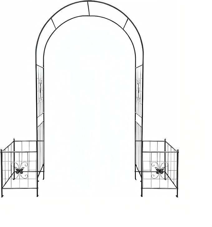 Garden Arch for Climbing Plants Metal Garden Arch Outdoor Wedding Arch for Wedding Ceremony Party Plant Climbing Rose Vines Lawn Courtyard Patio Black 7.15ft