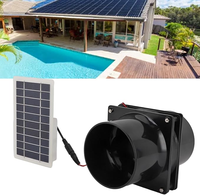 CHICIRIS Solar Powered Exhaust Fan Automatic Ventilation System Solar Ventilation Fan Durable Design for Small Space Ventilation for Chicken Coop Greenhouse Garage and Pet Enclosures