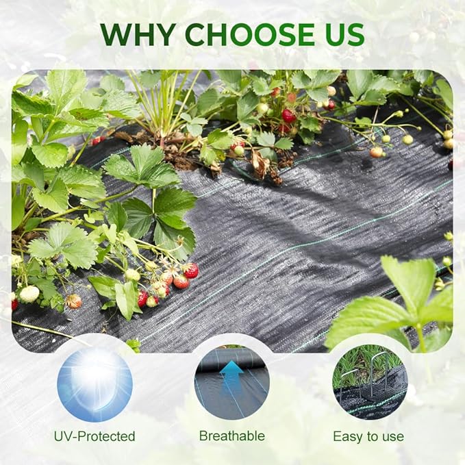 Premium Woven Weed Barrier 2025 Upgrade Heavy Duty PP Weed Barrier Fabric Garden Weed Barrier Landscape Fabric Weed Control Garden Cloth Weed Blocker Fabric (Weed Barrier Set 3.3 * 16.4ft)