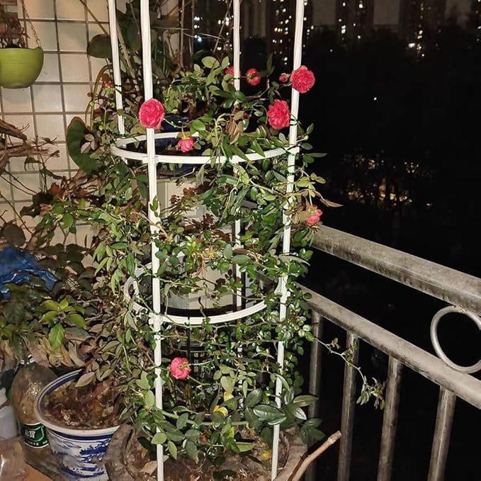 Metal Garden Plant Obelisk Garden Trellis for Climbing Plants 8.3x47in 9.8x74.8in 12.2x63in 13.8x59in Weather-Resistant Potted Plant Support Roses Vines Support Rack ( Color : White  Size : 21x120cm(