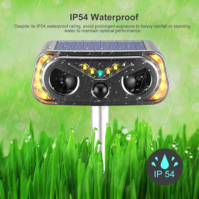 Solar Ultrasonic Animal Repellent Outdoor Cat Repellent Outdoor with Motion Detection Rabbit for Yard Garden Farm RabbitSquirrelDeerRaccoonSkunkRodent Deterrents Animal Repeller 1 Pack(black)
