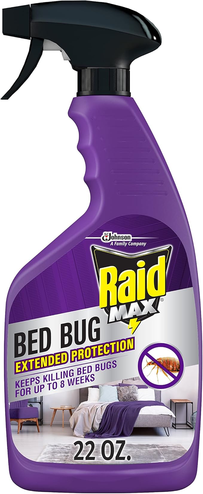 Raid Max Bed Bug Extended Protection Kills Bed Bugs for 8 weeks on Laminated Woods and Surfaces 22 Oz