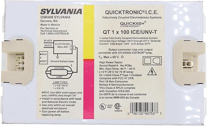 Sylvania 49753 - QT 1X100ICE/UNV-T Icetron Fluorescent Ballast
