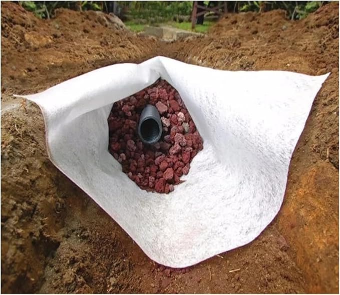 Non Woven French Drain Geotextile Landscape Weed Barrier for Slope/Driveway/Erosion Control Water Permeability(White1.5mx20m/4.9ftx65.6ft)