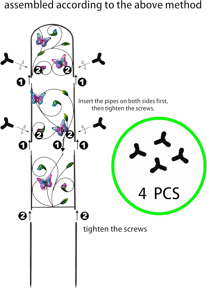 WAIU 2 Pack Butterfly Metal Garden Trellis for Climbing Plants Decorative Outdoor Trellis for Flowers Rustic Garden Decor for Patio Lawn Yard Backyard