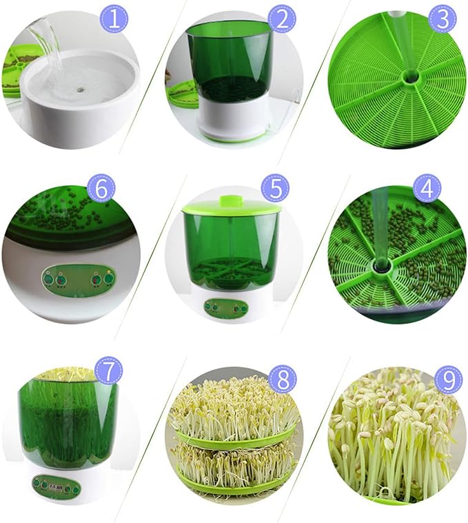 Bean Sprouts Machine Large Capacity Germination Kits Food Grade 360 Degrees Sprayer Widely Used Bean Sprouts Yoghurt Natto Grow Kit(110V U.S. Regulation)