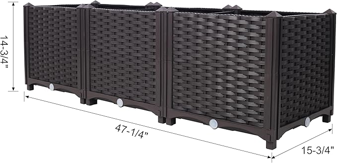 Raised Garden Bed Deep Raised Garden Bed Plastic Planter Boxes for Vegetables Flowers Herbs and SucculentsSelf-Watering Planter Box Raised Bed to Grow Flowers Herbs &amp Vegetables 47.2x15.7x14
