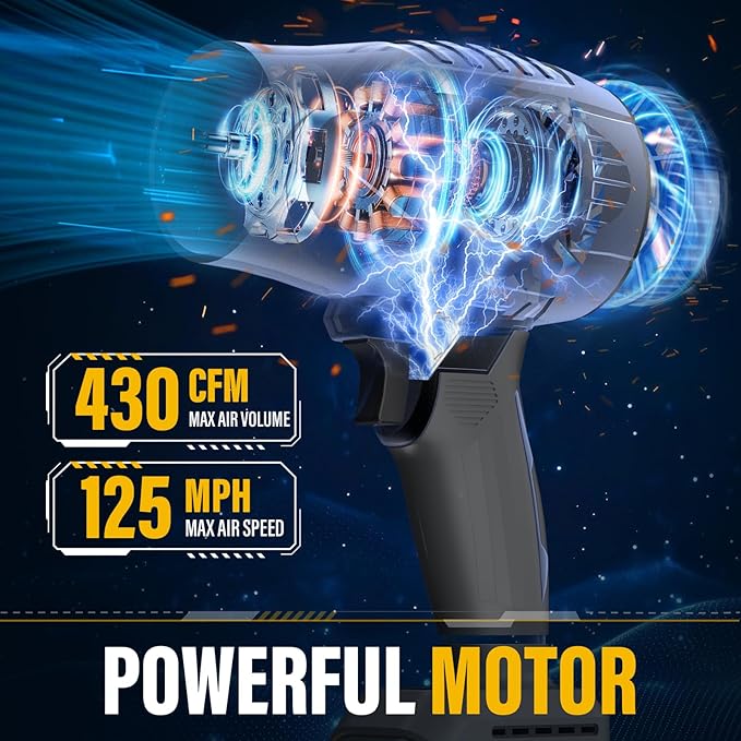 Cordless Leaf Blower Compatible with Dewalt 20V MAX Battery 430 CFM 125 MPH Powerful Airflow - Lightweight Handheld Blower for Patio Debris Leaves &amp Snow Removal (Battery Not Included)