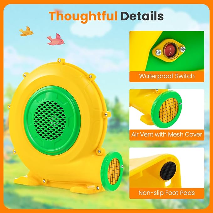 Costzon Air Blower 680W Bounce House Blower Pump Fan Commercial Inflatable Bouncer Blower 2340pa Air Blower for Inflatables Perfect for Inflatable Water Slide Jumper Bouncy Castle