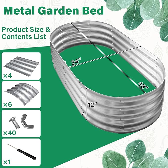 HGD Galvanized Raised Garden Bed Kit Galvanized Planter Garden Boxes Outdoor Oval Large Metal Raised Garden Beds for Vegetables &amp Flower