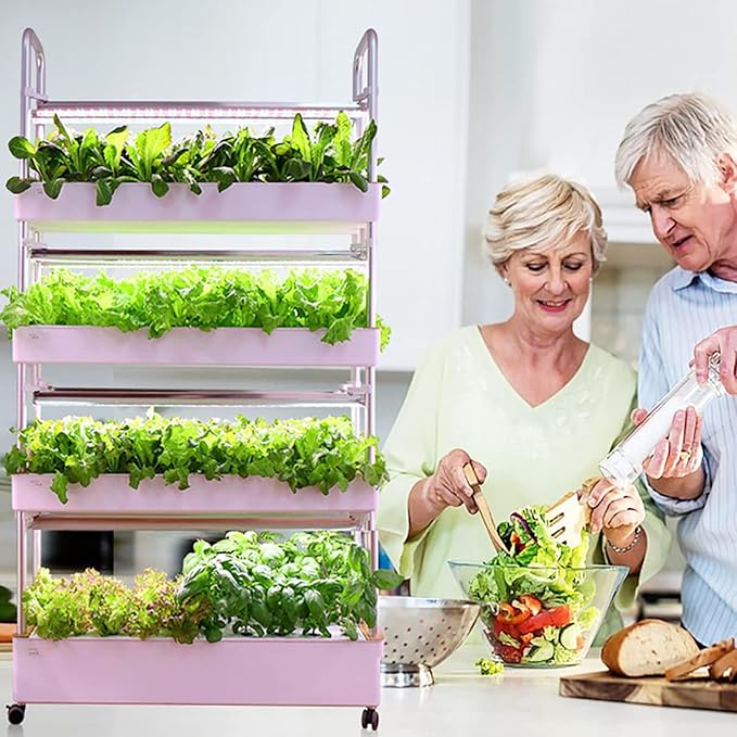 Hydroponics Growing System with Automated LED Grow Lights Indoor Garden Tower Vertical Farming Soilless Multilayer Smart Growing Equipment 64holes
