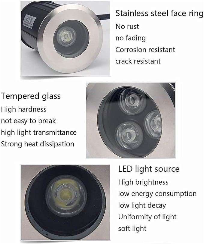 LED Underwater Spotlight - 12V IP68 Waterproof Mini Landscape Lighting with 30° Beam Angle