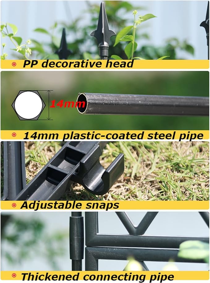 Outdoor Garden Trellis with PE Coated Steel Pipe Metal Plant Trellis Fence for Potted Plants Climbing Plants for Outdoor Patio Lawn Yard Backyard Wall Decoration(57x220cm)