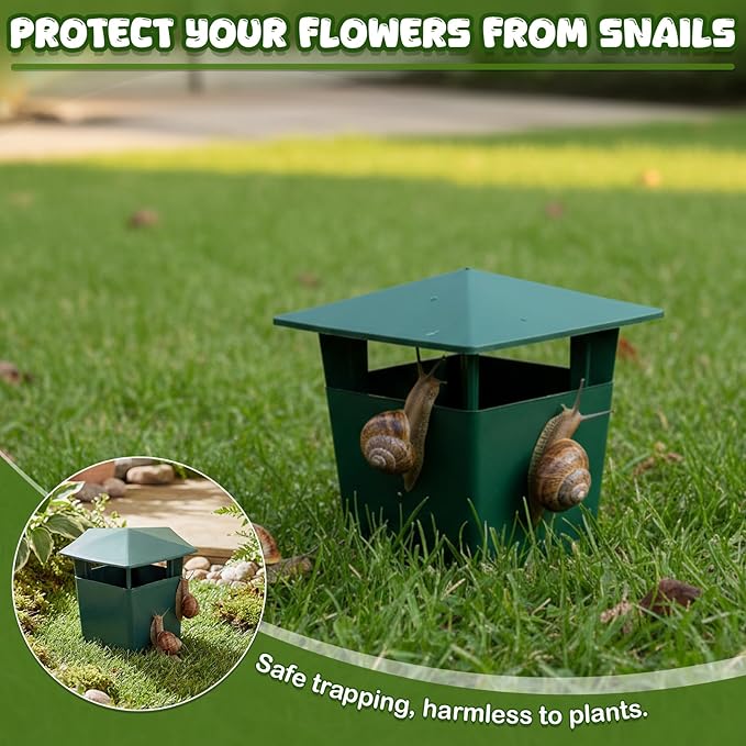 10 Pack Slug Snail Traps for Garden Reusable Beer Bait Snail Catchers with Pentagonal Lid Plastic Slug Houses for Outdoor Garden Vegetable Beds Farm(Green)