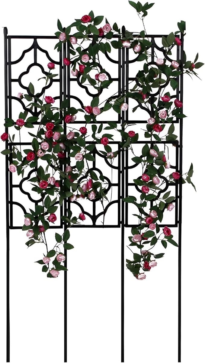 PE Plastic Coated Garden Trellis Climbing Plant Fence Plant Support Frame Vertical Decorative Privacy Screen Rose Decorative Trellis Screen Plant Trellis (Color : Black Size : 150x64cm)