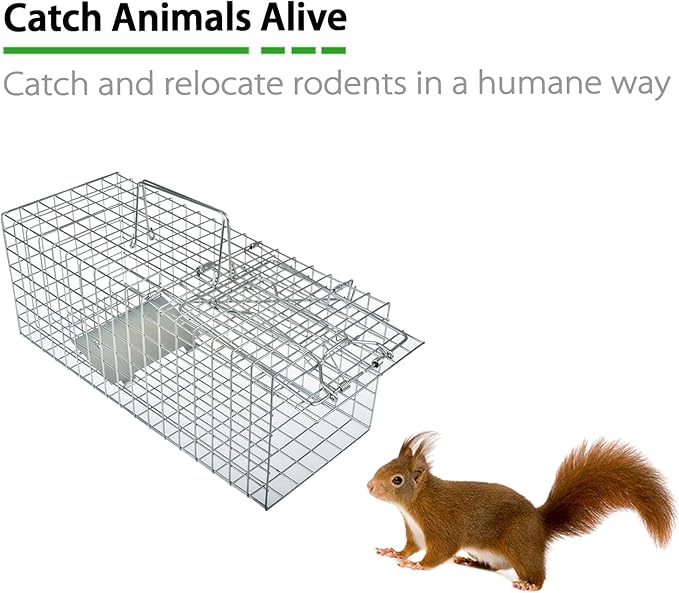 Squirrel Trap Heavy Duty Humane Live Animal Cage Trap (No Assembly Required) - 17 x 7 x 7