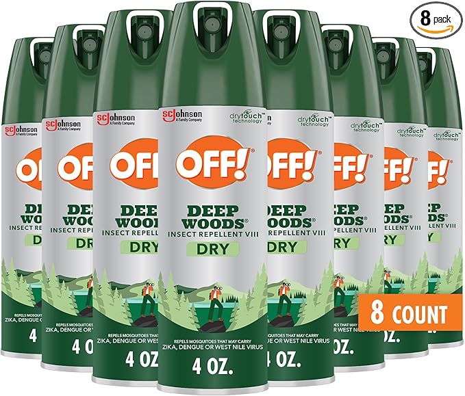 OFF! Deep Woods Dry Bug Spray Insect Repellent VIII Long Lasting Outdoor Protection from Mosquitoes and Ticks 4 Ounce (Pack of 8)