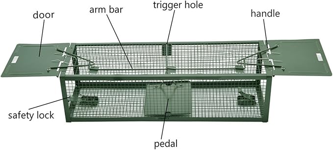 Live Animal Humane Trap 2-Door Mouse Trap Cage for Chipmunk Rats Squirrels Voles Rodent and Small Size Pests