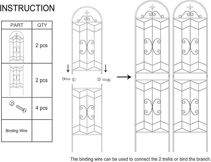 2 Pack 86.7 H x 19.7 W Metal Garden Trellis with Power Coating Garden Arch Decoration Trellis for Outdoor Climbing Plants RoseVegetablesCucumbers (Black 86.7H x 19.7L)