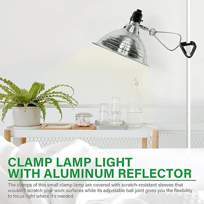 Simple Deluxe HIWKLTCLAMPLIGHTMX2 2-Pack Clamp Lamp Light with 8.5 Inch Aluminum Reflector Up to 150 Watt E26 Socket (No Bulb Included) 6 Feet 18/2 SPT-2 Cord Silver