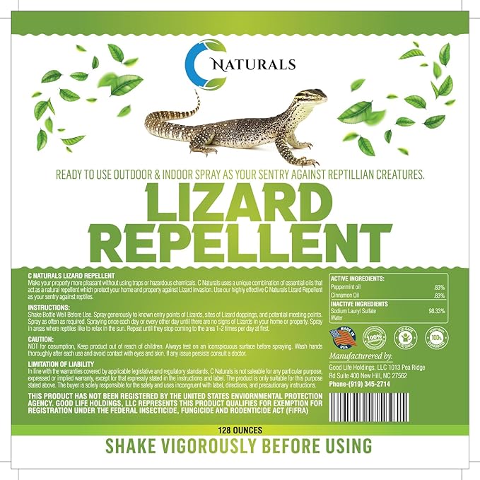 All-Natural Lizard &amp Gecko Repellent Spray (Outdoor/Indoor) – Reptile Deterrent for Homes Gardens Patios