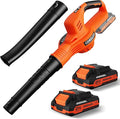 Leaf Blower with 2 Batteries and Charger 2 Speed Modes 2.0Ah Lightweight Battery Powered Leaf Blowers for Lawn Care Patio Dust Blowing Leaves