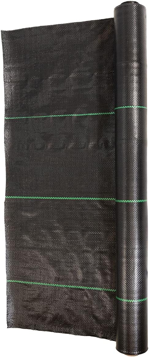 Landscape Fabric Weed Barrier (3 Ft x 100 Ft) &amp 6 Steel Landscape Staples (2 Packs of 100) for Yard or Garden