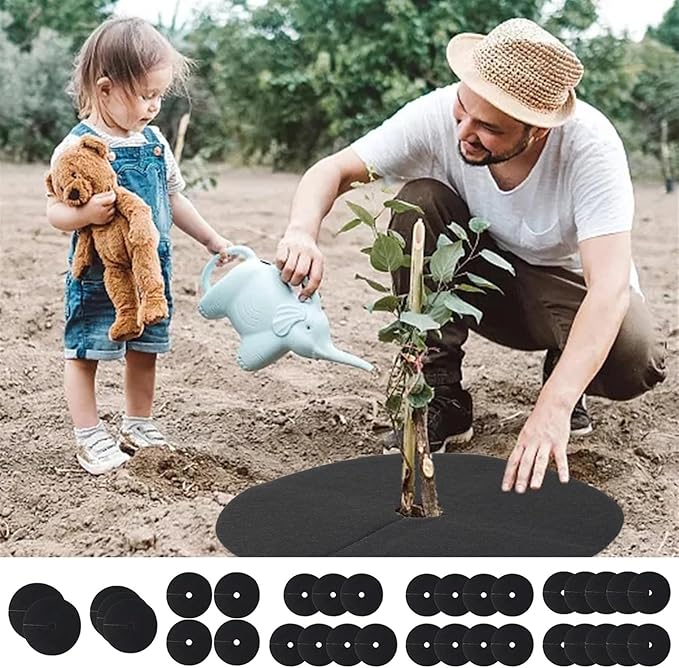 Non-Woven Tree Mulch 10pcs Non-Woven Fabric Tree Mulch Ring Thickened Tree Weed Barrier Mat Round Tree Protector Mat for Control Tree Mulch Mats