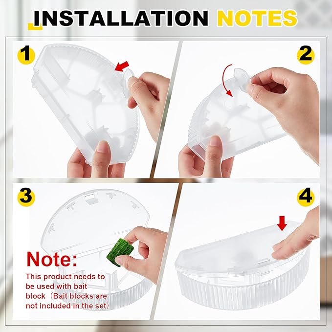 Qualirey 12 Pcs Mouse Station with Keys Mice Bait Stations Waterproof Indoor Outdoor Traps Boxes Bait Not Included Suitable for Small (Translucence)
