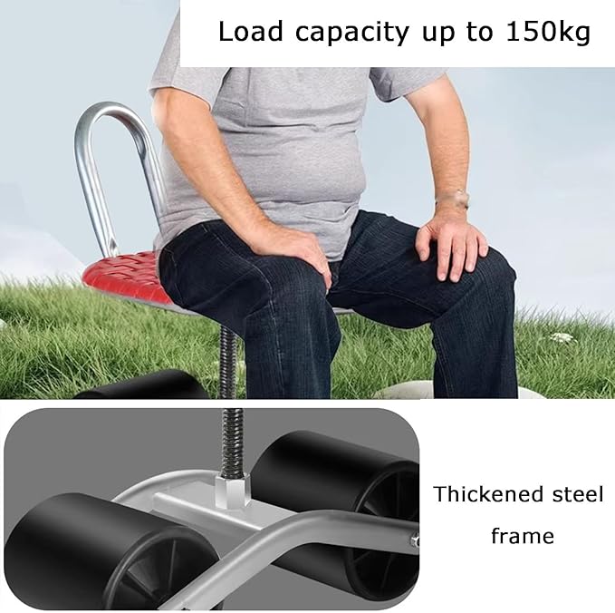 Garden Stool with 2 WheelsGardening Rolling Workseat Bearing 150kgAdjustable Height 20-33cmfor Orchards Farms(Black)