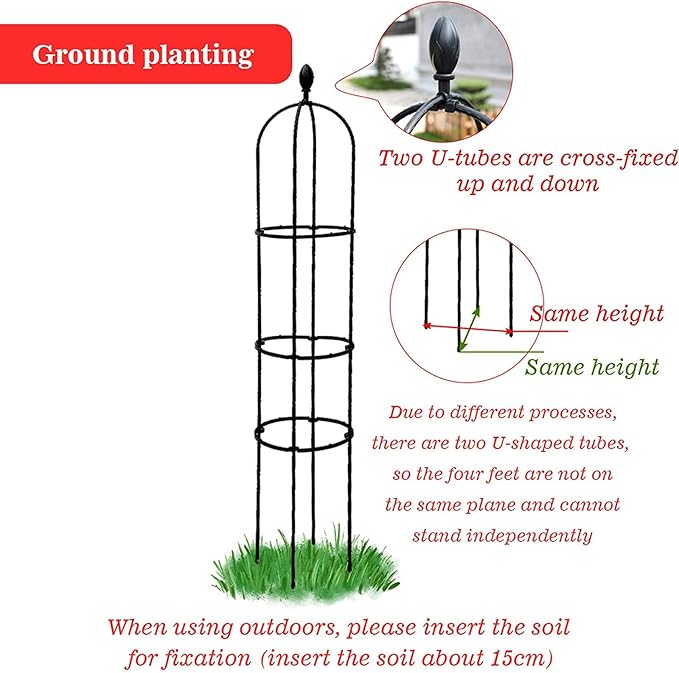 Garden Plant Supports Tower Obelisk Garden Trellis Plant Support Rack Plant Climbing Tower Frame Steel Garden Obelisk Flower Stand for Roses Climbing Plants35 * 90 cm
