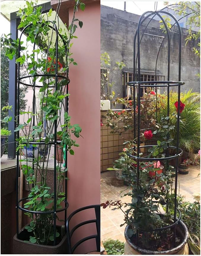 1.85M Tall Garden Trellis for Climbing Plants Garden Trellises Cenador Rustproof Metal Plant Climbing Support for Indoor Outdoor Flowers Vegetable Fruits Vines Support (Dark Green)