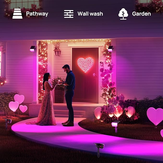 Linkind RGB Halloween Spotlights with Smart Solar Pathway Lights SP6