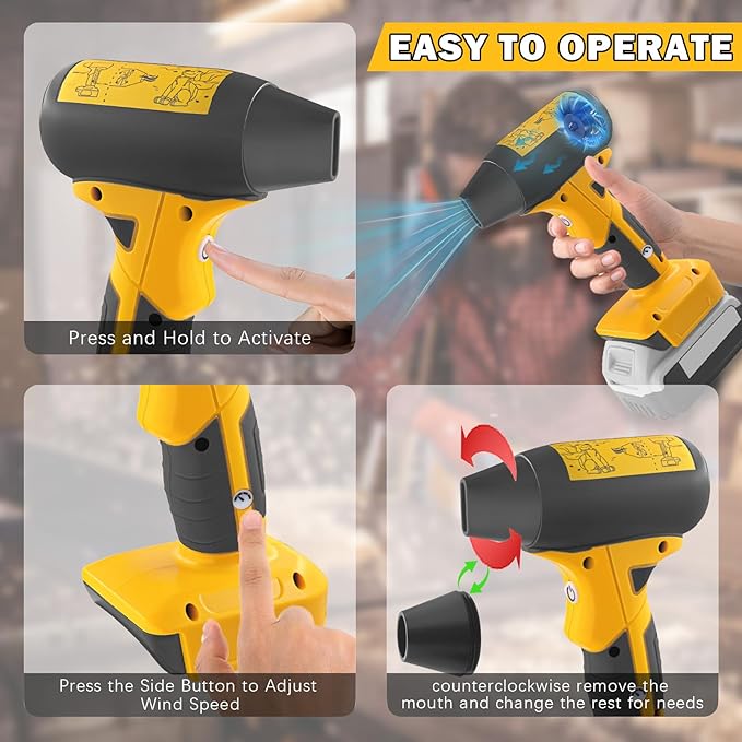 Mini Jet Blower Portable Violent Turbo Fan for Dewalt 20V Battery 4-Speed Wireless High Speed Fan for Computer Key Board CleaningHair DryingCampingOutdoorsCar (No Battery)