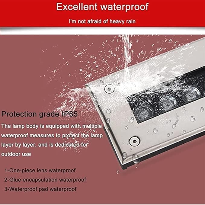 Outdoor Recessed LED Spot Light - 85-245V Buried Yard Lamp Ground LED Lighting Spotlight IP65 Waterproof Rectangular Linear Underground Light for Garden Lawn Garage(Green85-245V(6W))