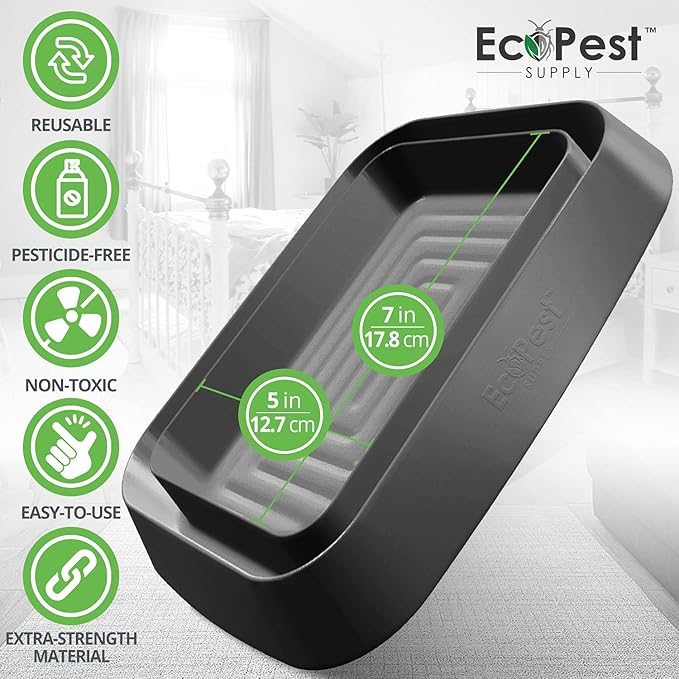 Bed Bug Interceptors – 4 Pack | Bed Bug Blocker (XL) Interceptor Traps (Black) | Extra Large Insect Trap Monitor and Detector for Bed Legs
