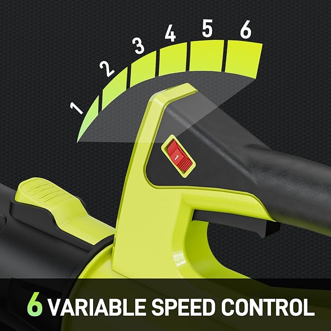Leaf Blower Cordless 500 CFM 21V Electric Cordless Leaf Blower with 4.0Ah Battery and Charger Lightweight 6 Speed Modes for Lawn Care Patio Blowing Leaves and Dust (Green)