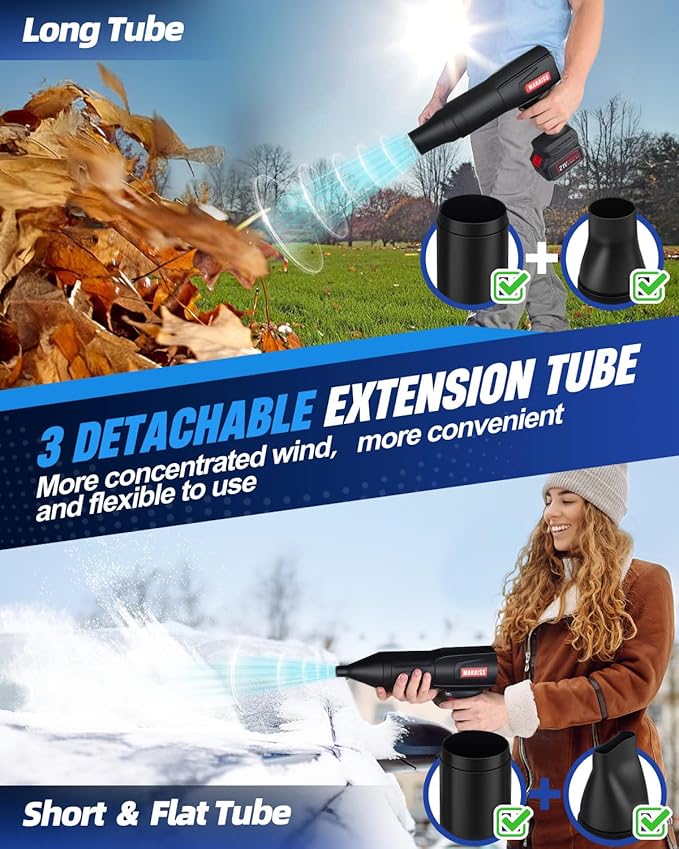 Cordless Leaf Blower with 2 X 4.0A 20000mAh Batteries Brushless Motor Lightweight Low Decibel Turbo Jet Blower with Pro Earplugs for Patio CleaningCar Blowing Water Blowing Leaves and Dust (Black)
