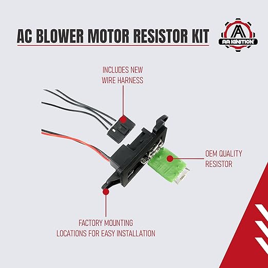 HVAC Blower Motor Resistor Kit with Harness - Replaces 89019088 973-405 15-81086 22807123 - Compatible with Chevy GMC &amp Cadillac Vehicles - Silverado Tahoe Suburban &amp More - Heater/HVAC