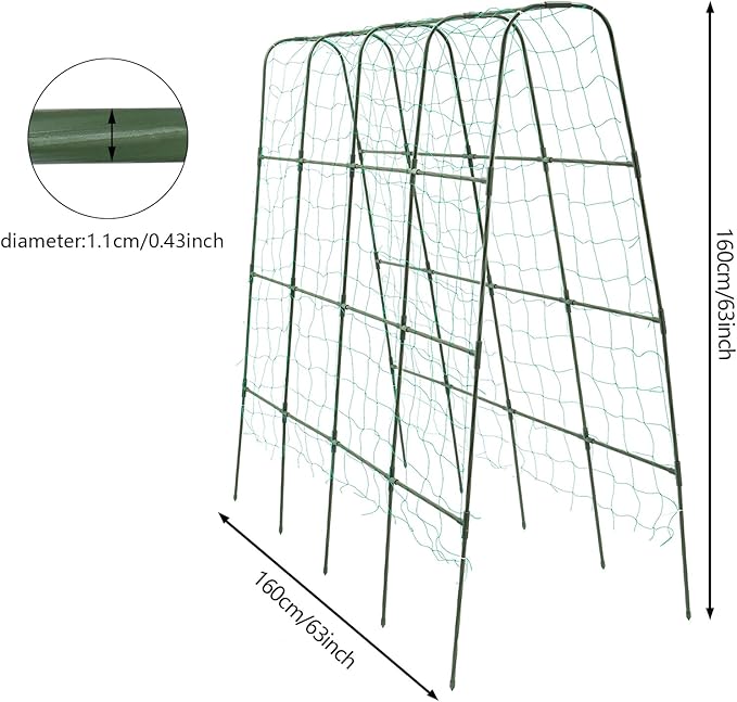 5.25ft Tall Garden Arch Trellis for Climbing Plants Metal Plant Support Archway for Vegetables Fruits &amp Flowers | Outdoor Arbor Tunnel Trellis for Yard and Garden