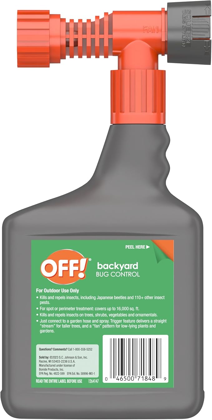 OFF! Backyard Bug Control Yard Pretreat Hose End Sprayer Kills and Repels Insects Covers up to 16000 Square Feet Outdoor Use 32 Ounce (Pack of 2)