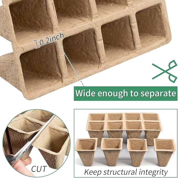 SYITCUN 240 Cells Seed Starter Tray 20 Pack Seed Starter Kit for Planting Seeds Biodegradable Peat Pots Value Germination Kit with 200 Plant Labels 2 Transplanting Tools 1 Spray Bottle