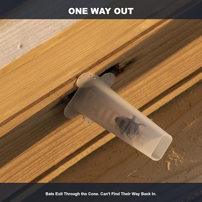 WCS Bat Cone II One-Way Bat Excluder - 6 Reusable Polyethylene Exit Cone for Attics Soffits &amp Rooflines - Humane Bat Removal Bats Exit But Cannot Return - Professional Wildlife Control