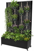 Planter Raised Beds 70.87x47.24x15.75inch Privacy Screen Planter Box with Trellis &amp Wheels Privacy Screen Planter Box On Wheels Drainage Hole for Climbing Vines Flowers Vegetables Decor