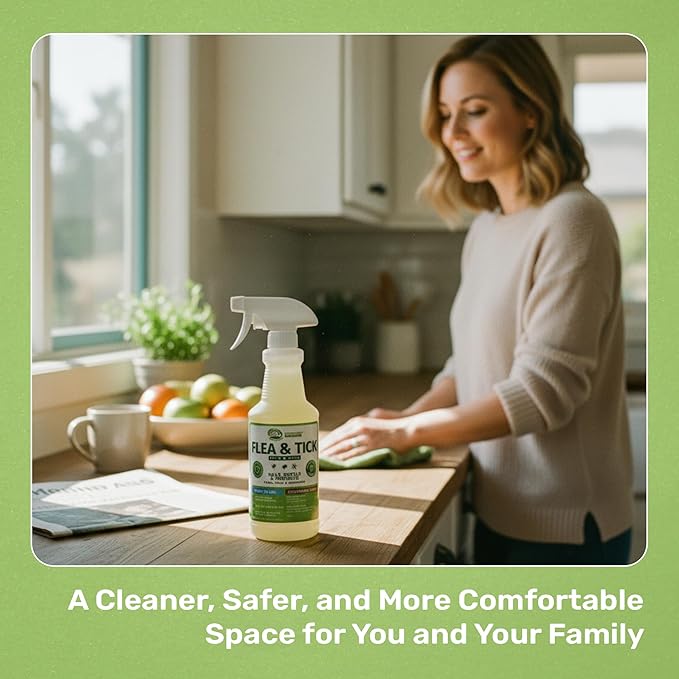 Mosquito Magician Indoor and Outdoor Flea &amp Tick Spray - Use for Carpet Furniture Bedding Couches &amp Pets – Plant-Sourced with Essential Oil – Cedarwood 16 OZ