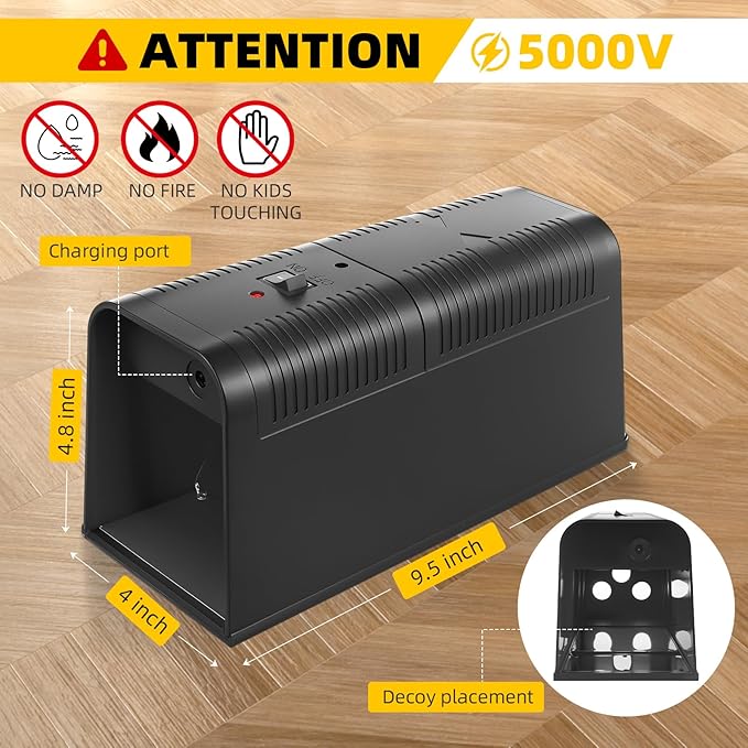 2026 Electric Mouse Trap Zapper Powerful Rat Traps Indoor for Homes with Anti-Escape DoorEffective &amp Reusable Humane Rodent Zapper Electric Shock Killer for HomeGarageKitchens(1pack)